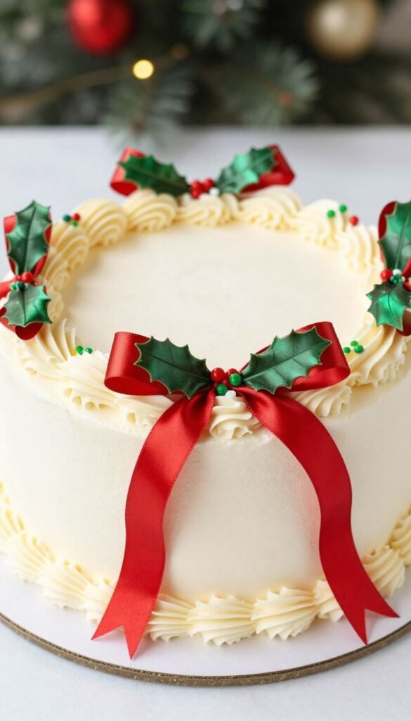 christmas bow cake design