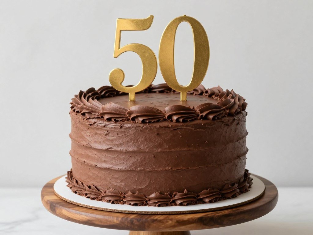 classic chocolate birthday cake with minimal decoration for men