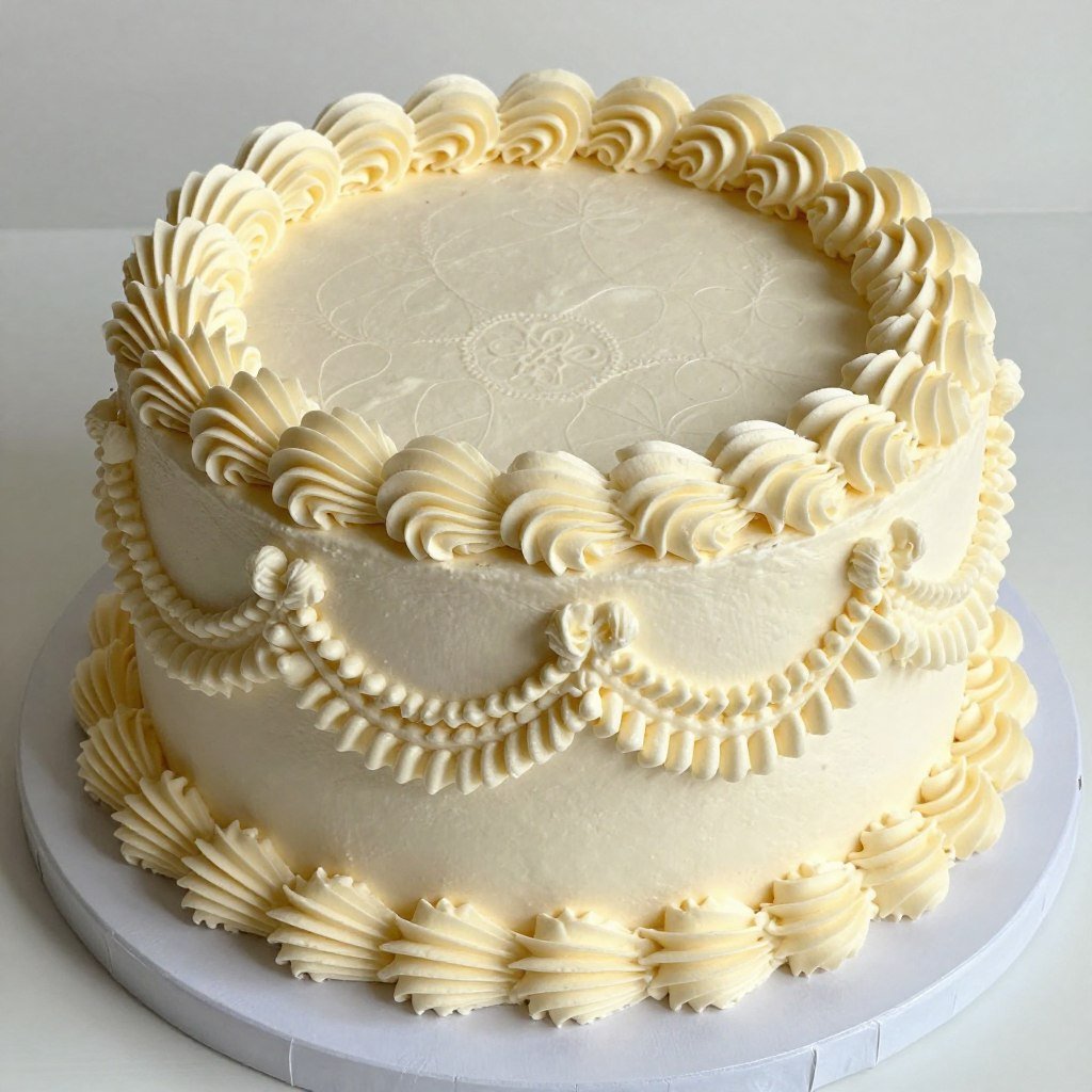 classic piping patterns on retro birthday cake