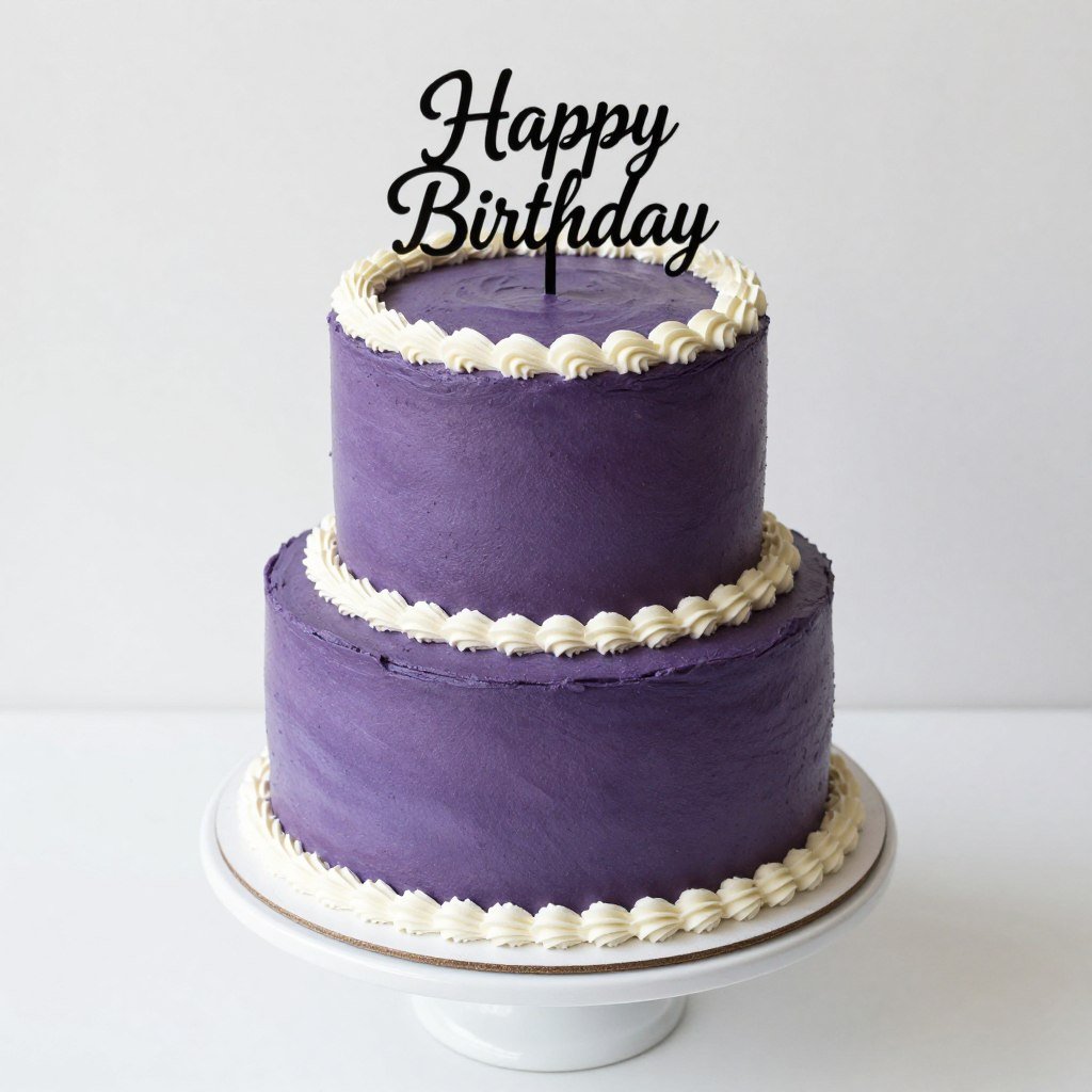 classic purple birthday cake with buttercream frosting