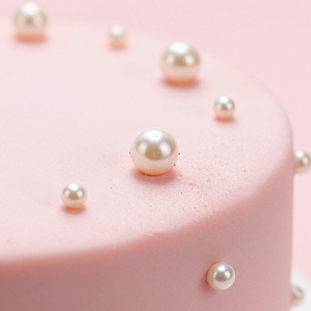close-up of cake finishing details with pearls and shimmer close-up of cake finishing details with pearls and shimmer