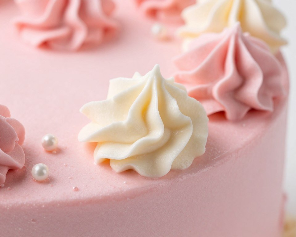 close up of cake texture and buttercream details