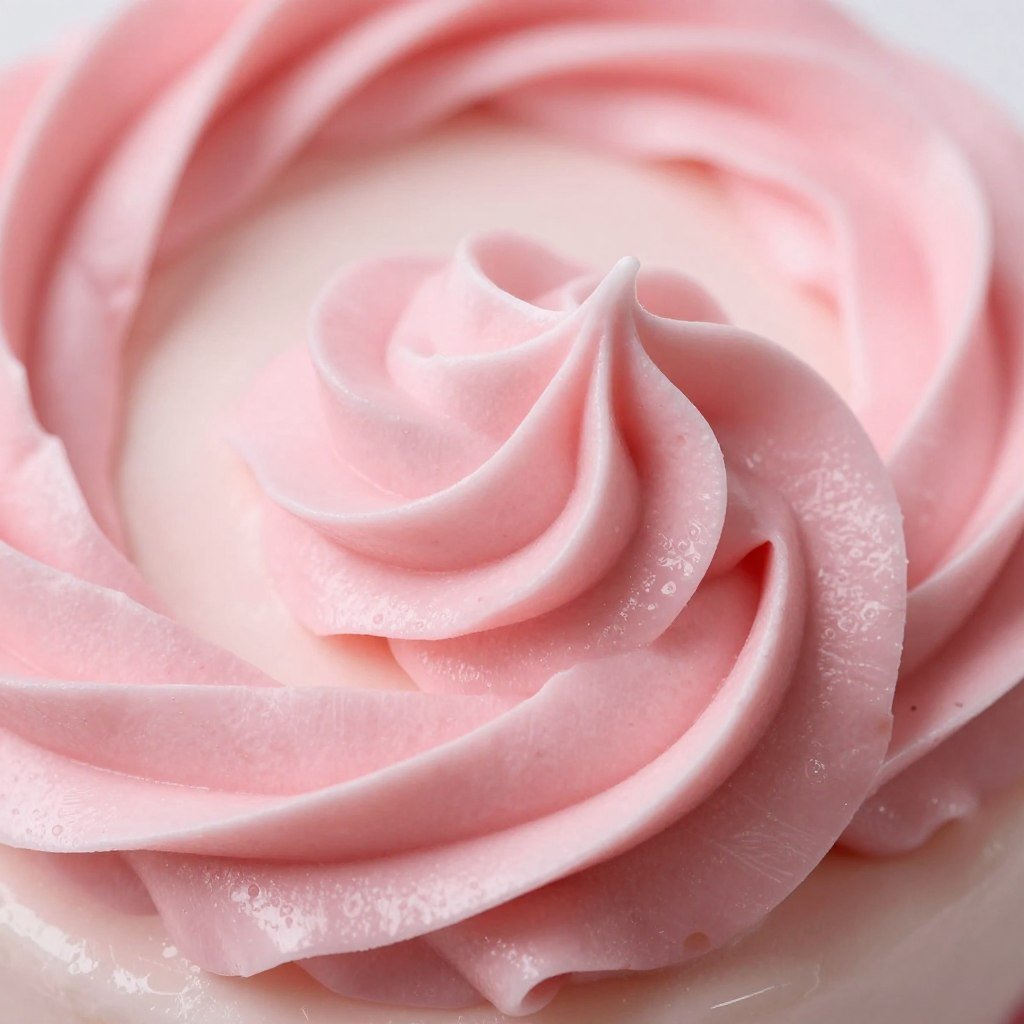 close-up of pink swirled frosting texture on cake close-up of pink swirled frosting texture on cake