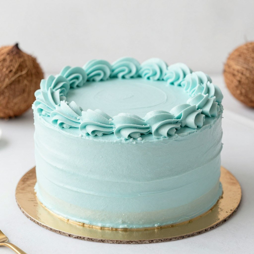 coconut cake with light blue frosting coconut cake with light blue frosting