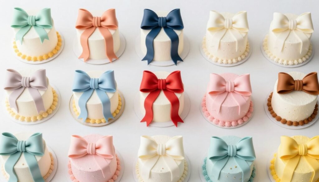 collection of aesthetic bow cake designs