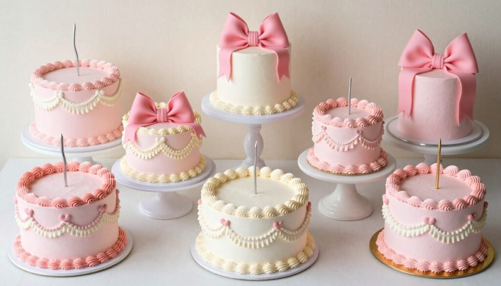 collection of aesthetic cake designs coquette