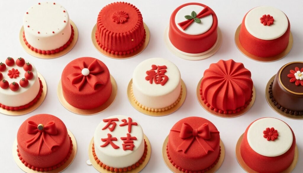 collection of aesthetic cake designs korean red showcasing various styles