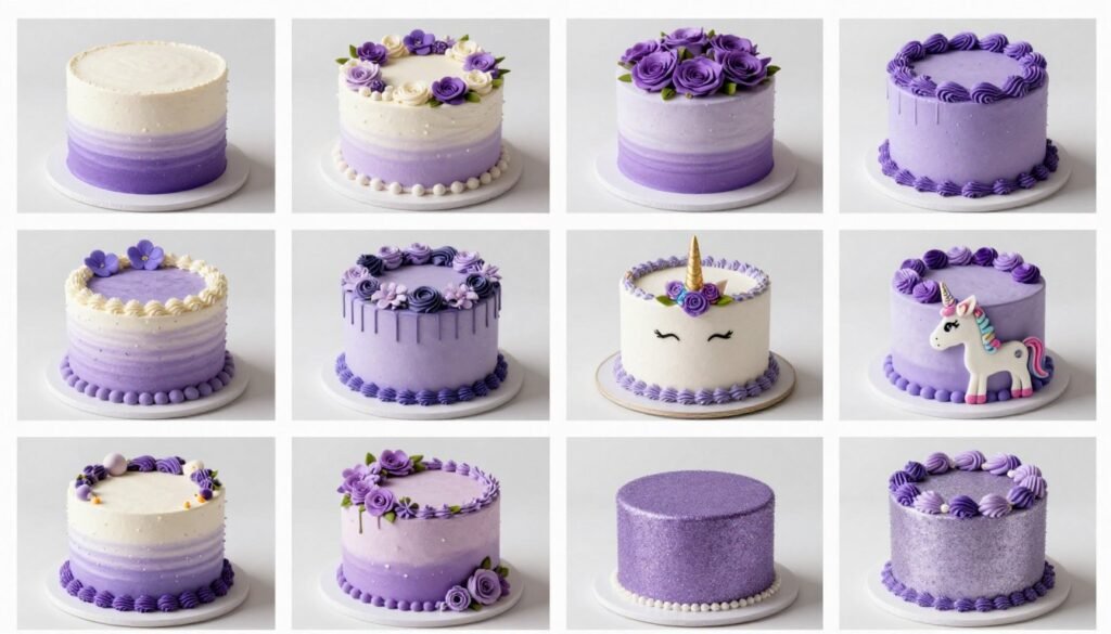 collection of aesthetic purple cake designs girly styles