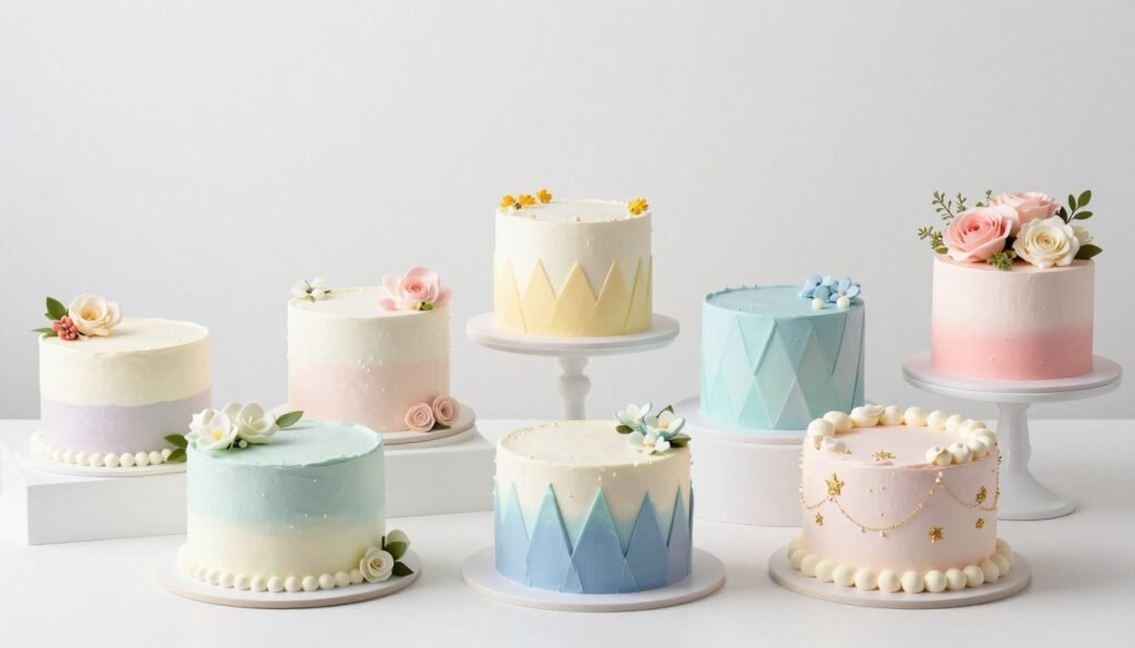collection of mini birthday cakes with various designs collection of mini birthday cakes with various designs