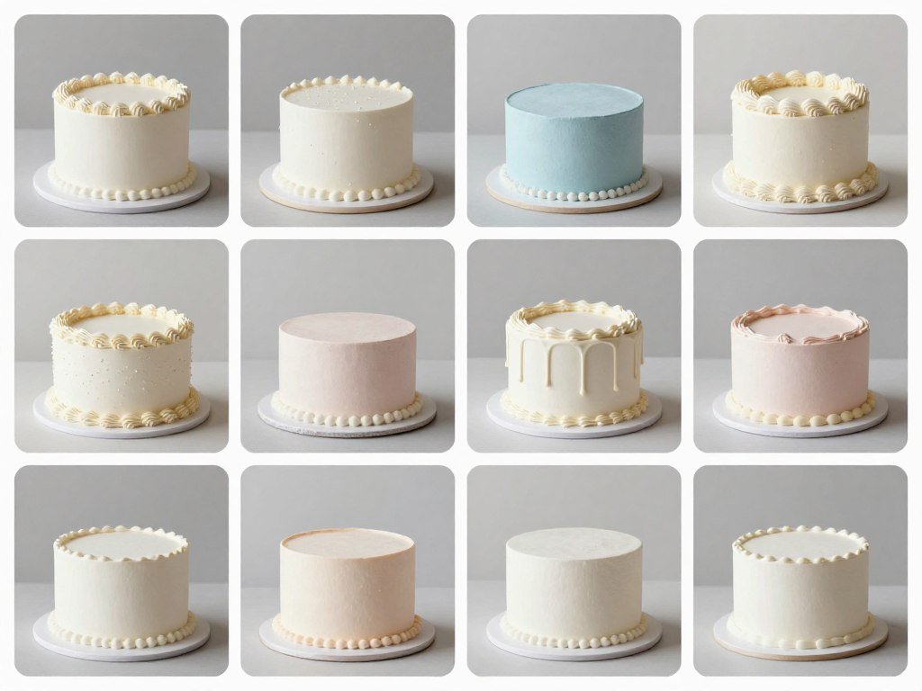 collection of minimalist birthday cake designs showcasing variety