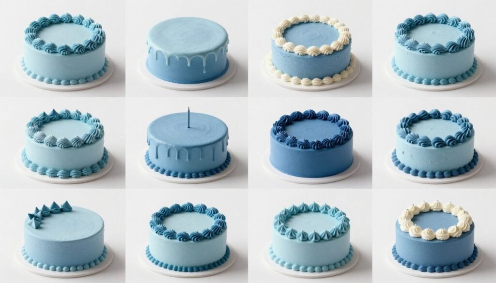 collection of various blue korean cake designs showing different styles and techniques collection of various blue korean cake designs showing different styles and techniques