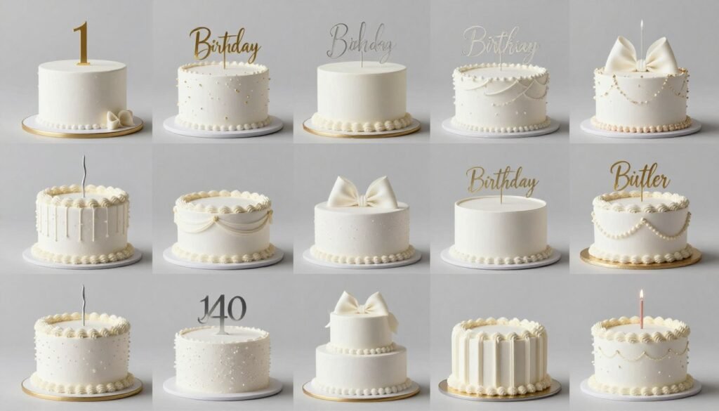 collection of white birthday cake designs aesthetic styles variety collection of white birthday cake designs aesthetic styles variety