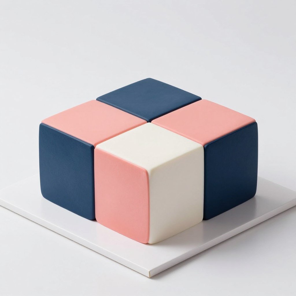 color block birthday cake with bold contrasting colors