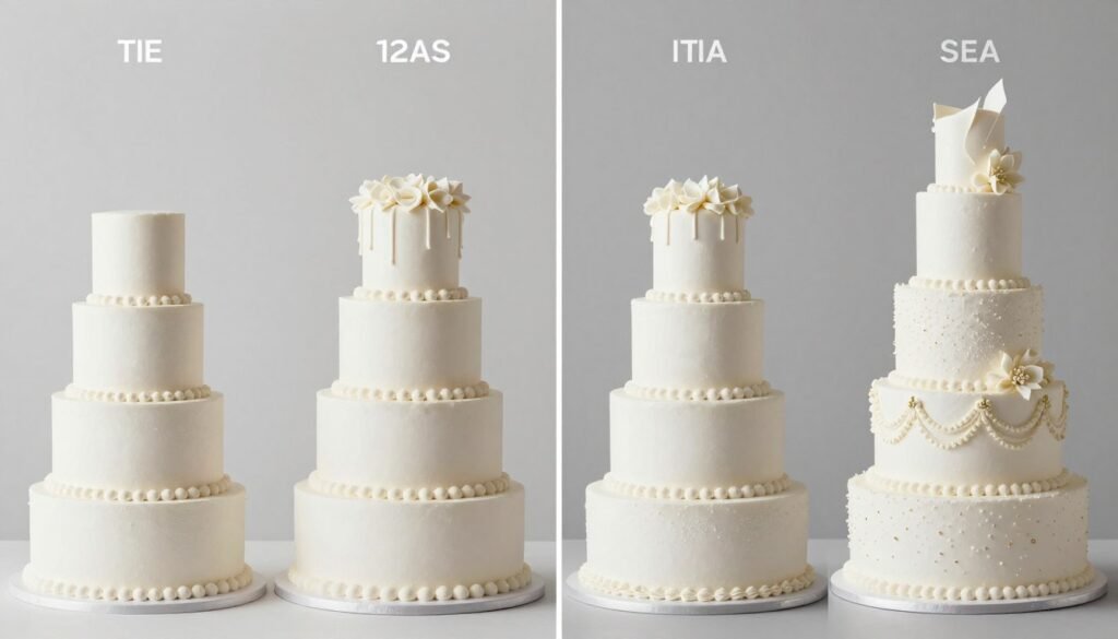 comparison of different white coquette cake sizes and configurations comparison of different white coquette cake sizes and configurations