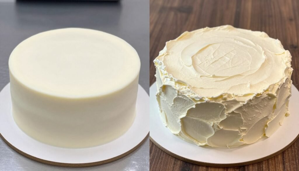 comparison showing correct versus incorrect fondant application techniques comparison showing correct versus incorrect fondant application techniques