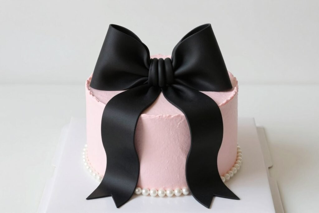 coquette cake with centered black bow coquette cake with centered black bow