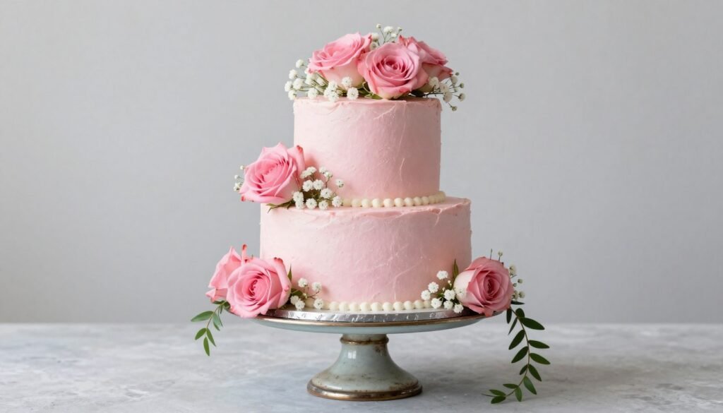 coquette cake with fresh roses