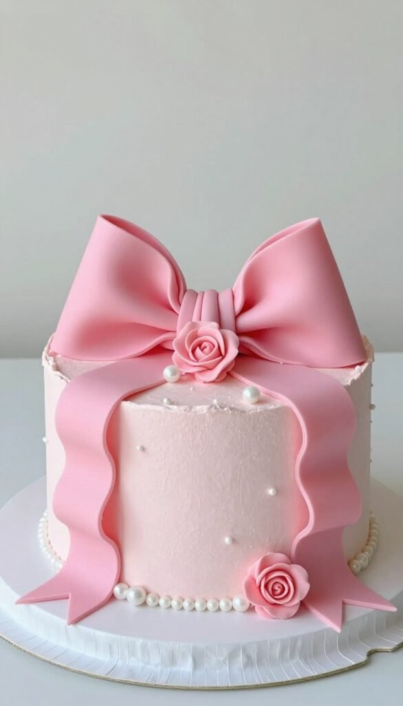 coquette cake with ribbon details