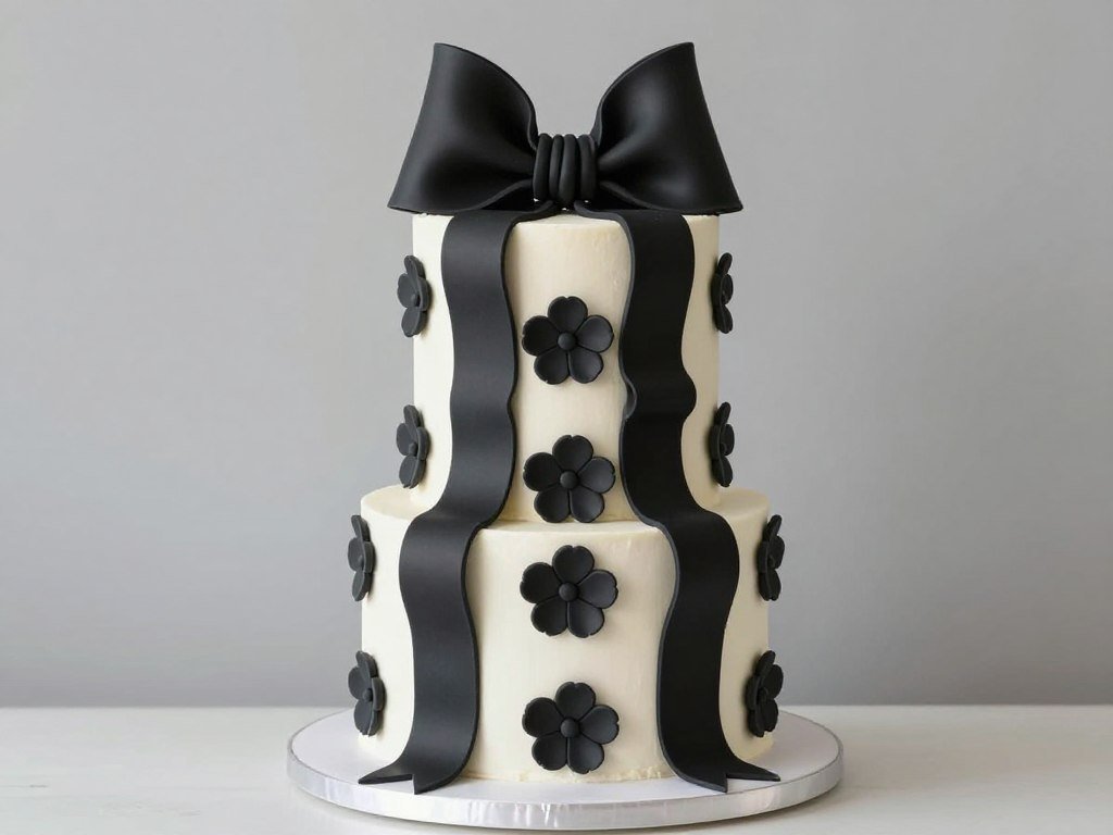 coquette cakes with black floral bows coquette cakes with black floral bows
