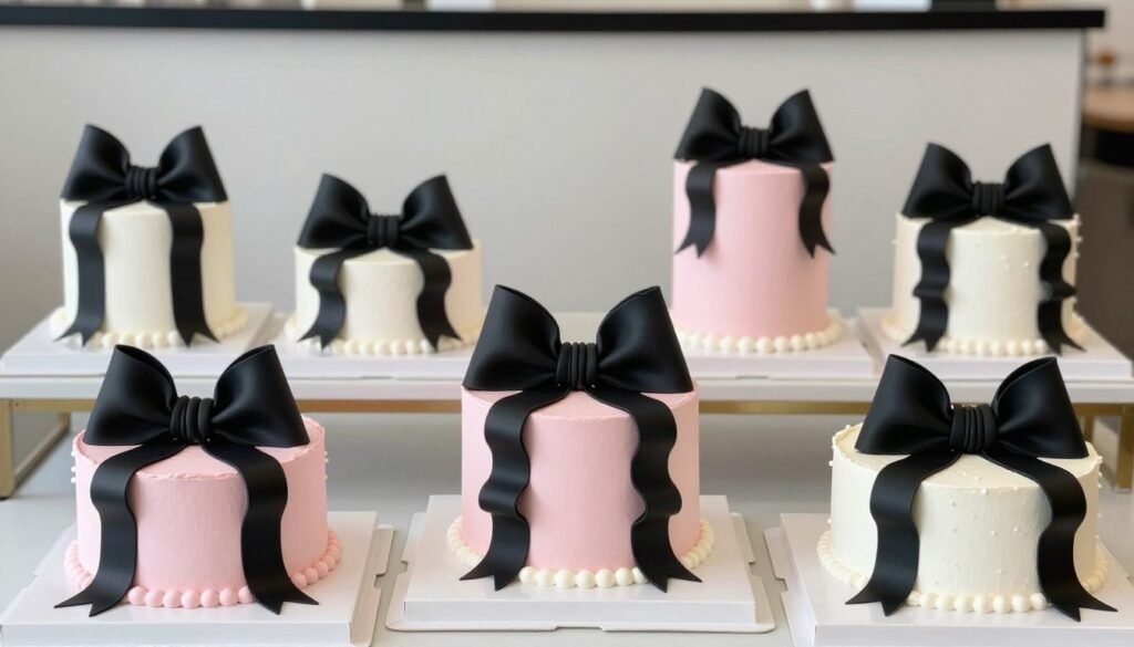 coquette cakes with elegant black bows arrangement coquette cakes with elegant black bows arrangement