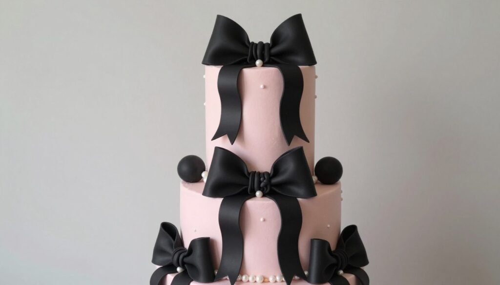 coquette cakes with multiple black bows coquette cakes with multiple black bows