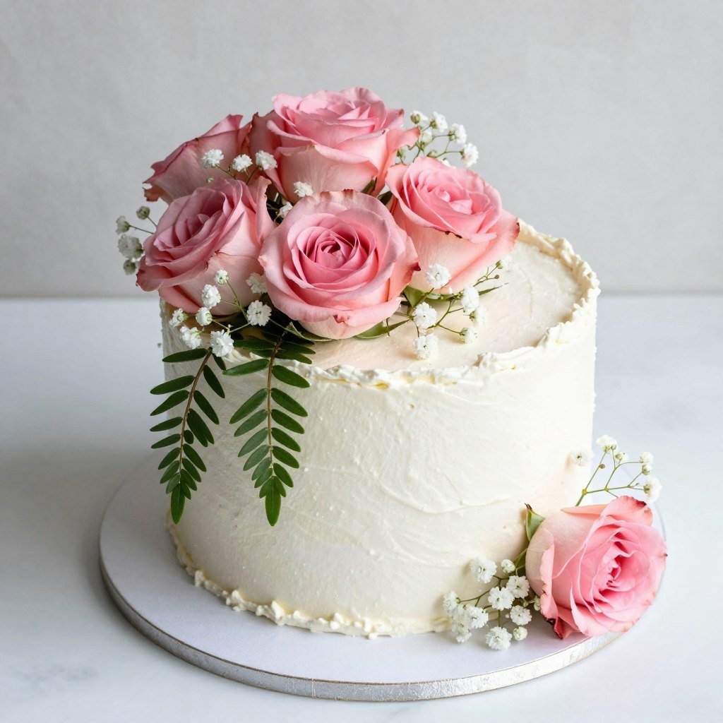 coquette style cake with flowers