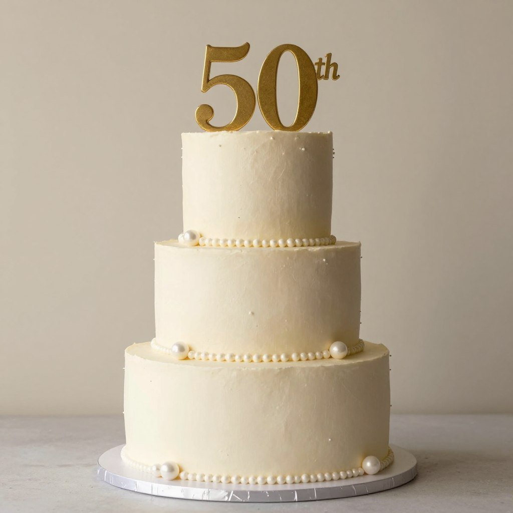 cream cake with pearl accents