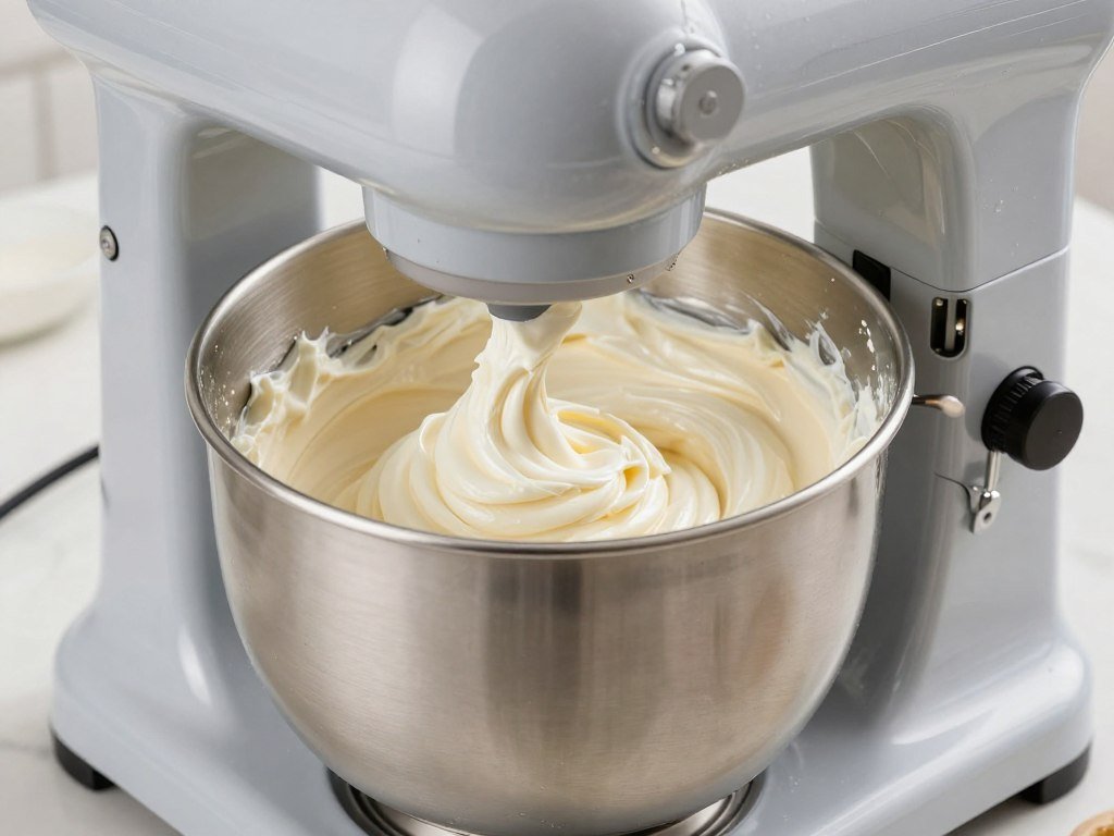 cream cheese frosting being mixed cream cheese frosting being mixed