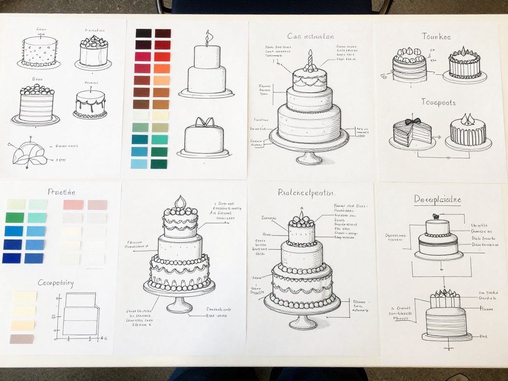custom cake design planning and sketches