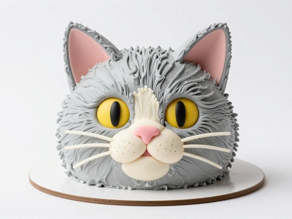 cute animal birthday cake with fluffy cat face design cute animal birthday cake with fluffy cat face design