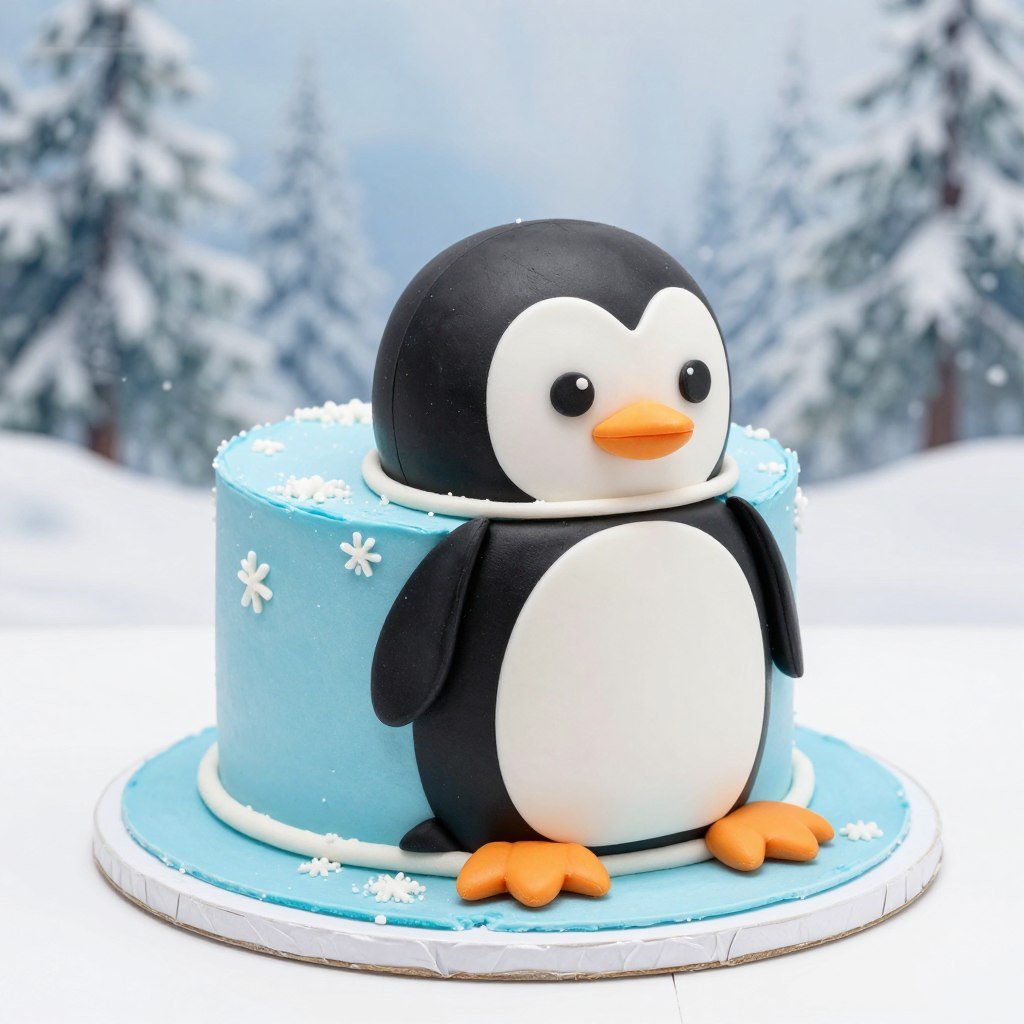 cute animal cake featuring penguin design with arctic theme cute animal cake featuring penguin design with arctic theme