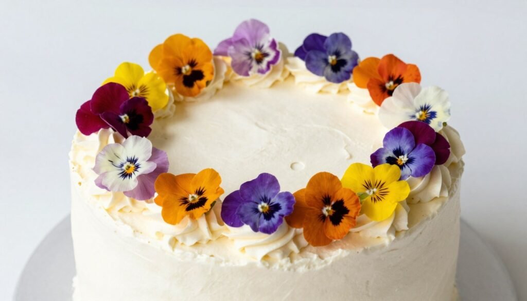 dairy-free buttercream birthday cake with flowers