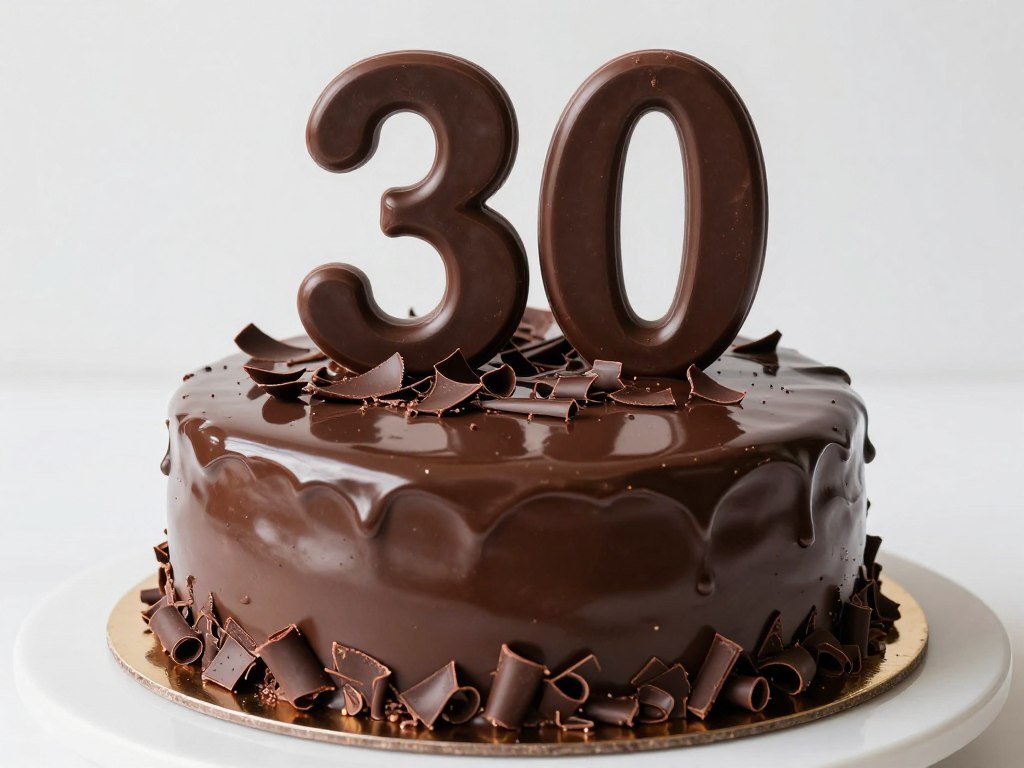 dark chocolate ganache birthday cake with chocolate shavings