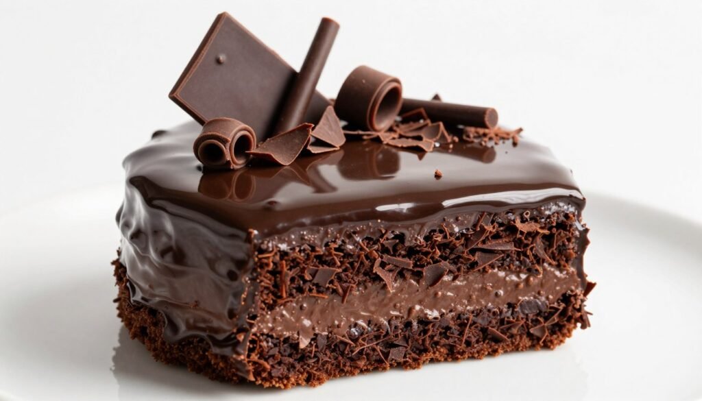 decadent chocolate birthday cake with ganache and chocolate decorations