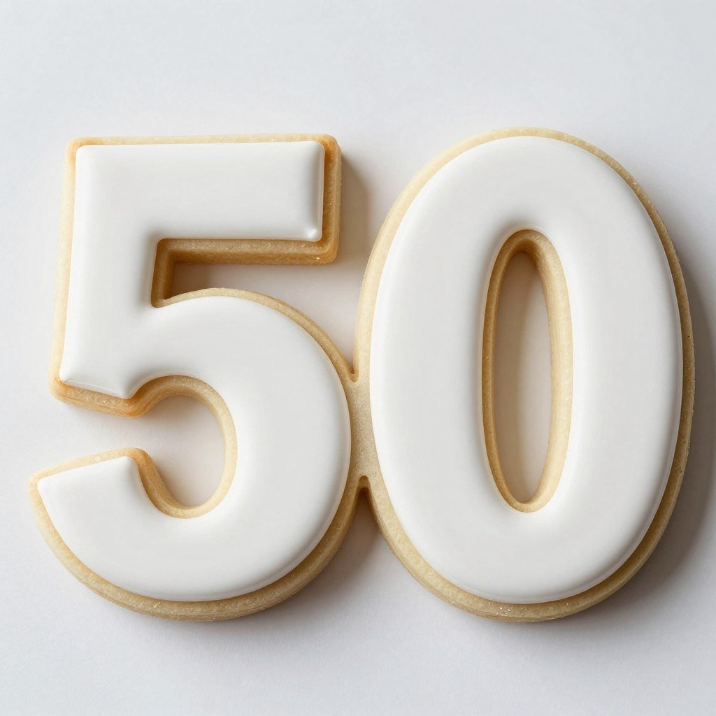 decorated number 50 cookies