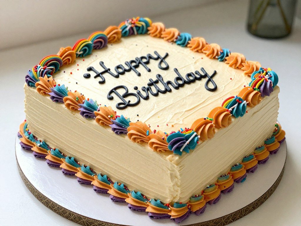 decorated sheet cake with colorful birthday design decorated sheet cake with colorful birthday design