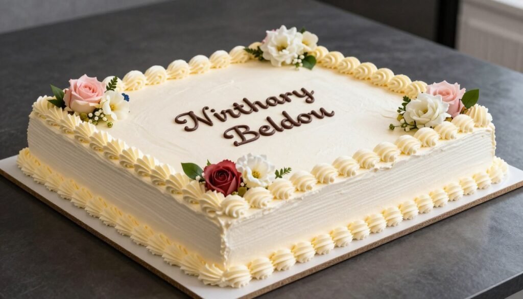 decorated sheet cake with creative birthday design and frosting decorated sheet cake with creative birthday design and frosting