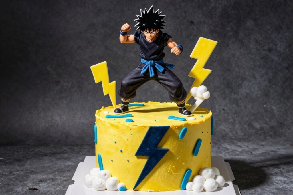 demon slayer zenitsu yellow lightning birthday cake with thunder effects demon slayer zenitsu yellow lightning birthday cake with thunder effects