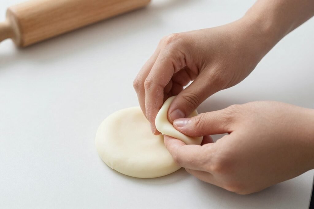 demonstration of proper fondant kneading technique for white coquette cake demonstration of proper fondant kneading technique for white coquette cake
