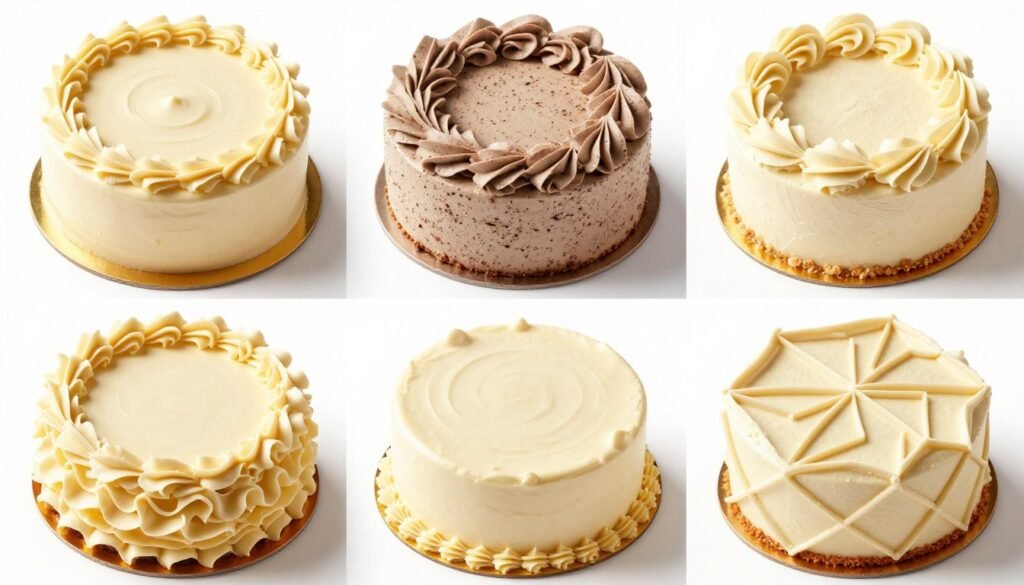 different frosting techniques demonstrated on cake samples different frosting techniques demonstrated on cake samples