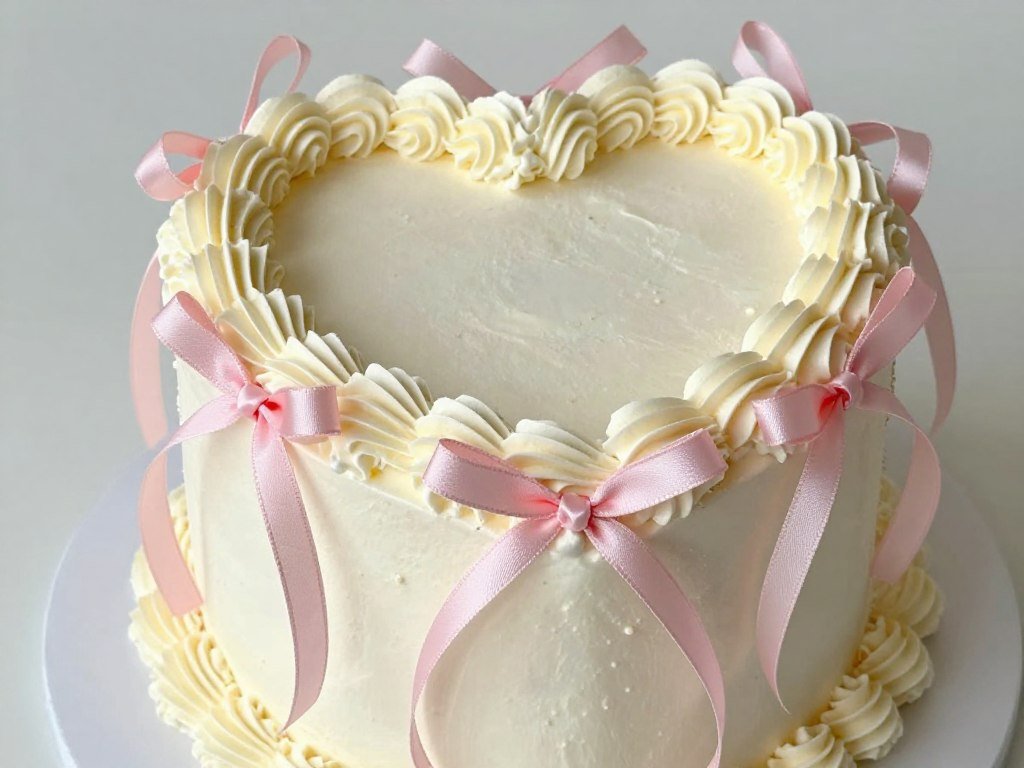 double heart cake with bows