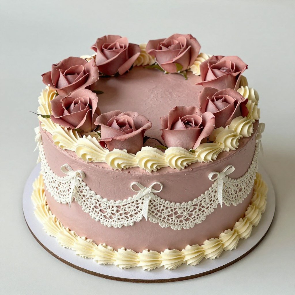 dusty rose coquette cake design