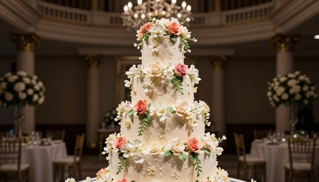 elaborate sugar flower birthday cake design