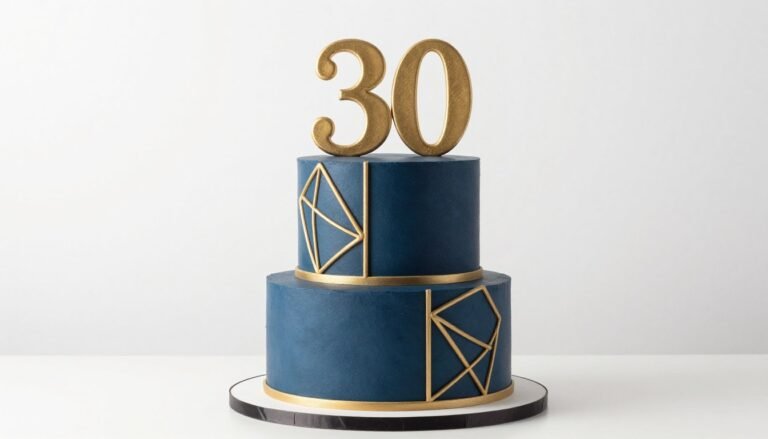 elegant 30th birthday cake for men with gold accents