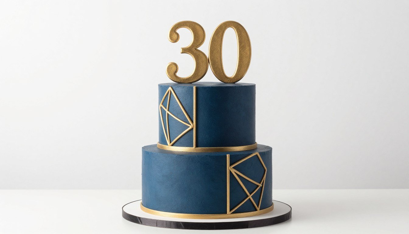 elegant 30th birthday cake for men with gold accents
