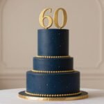 elegant 60th birthday cake for dad with gold accents and number decoration