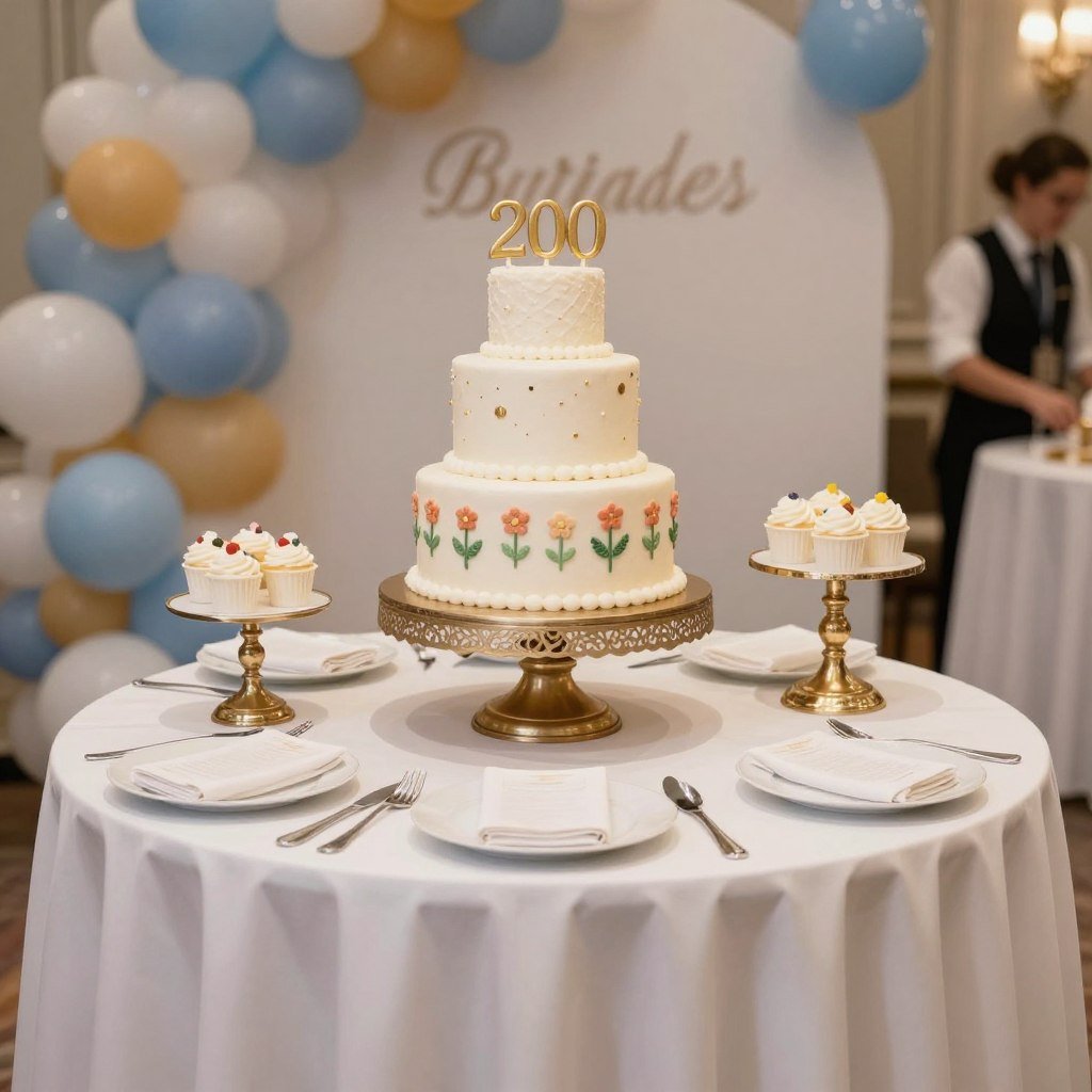 elegant cake display table setup for birthday party