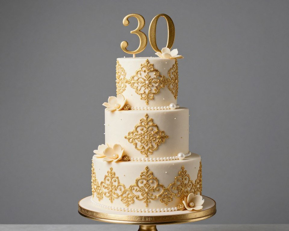 elegant fondant covered cake with detailed decorations