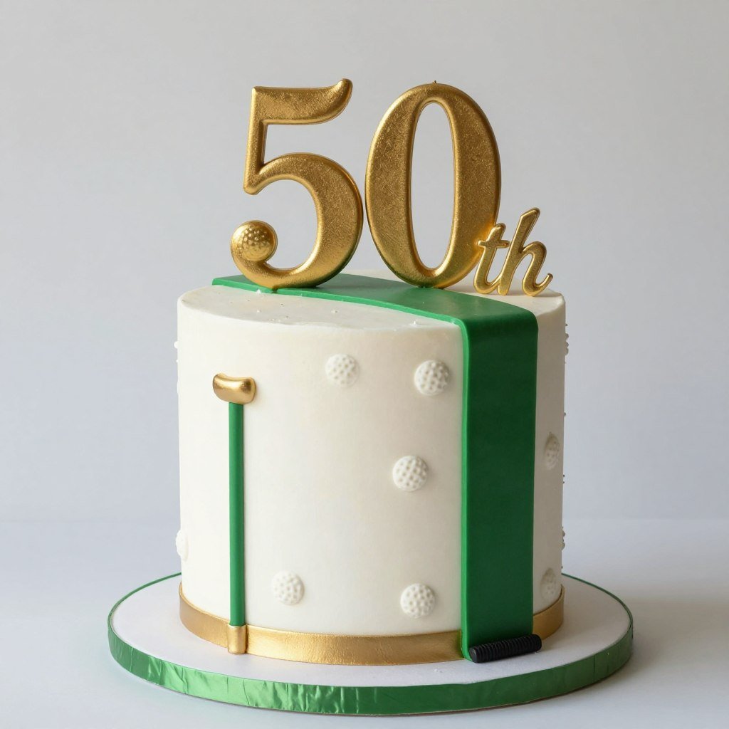 elegant golf-themed birthday cake