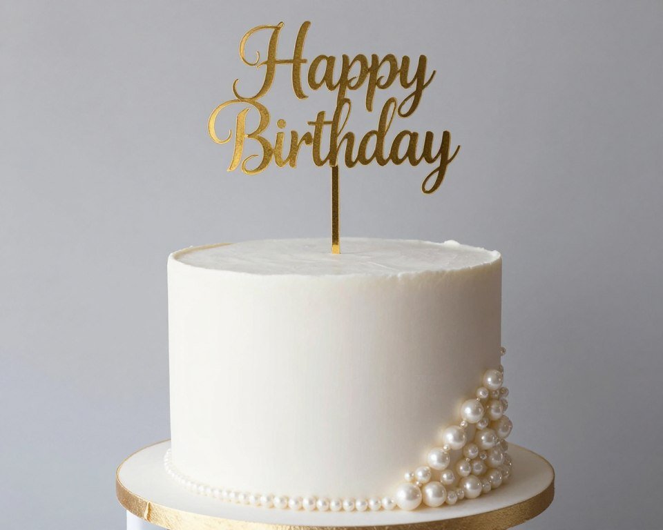 elegant monogram birthday cake with mom's initials in gold